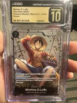 One Piece CCG Monkey D. Luffy Alternate Art P-075 CGC 10 Pristine POPULATION 1 - Image 1