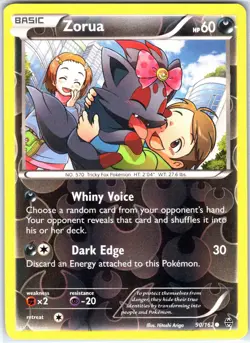 Zorua 90/162 Common Reverse Holo Card XY - BREAKthrough Pokemon TCG NM - Image 1