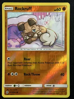 Rockruff Reverse Holo SM - Cosmic Eclipse 123/236 LP-NM Pokemon Card - Image 1