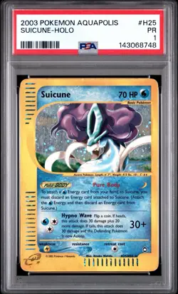 PSA 1 Suicune H25/H32 Holo Foil Aquapolis 2003 E-Reader Pokemon WoTC PR - Image 1
