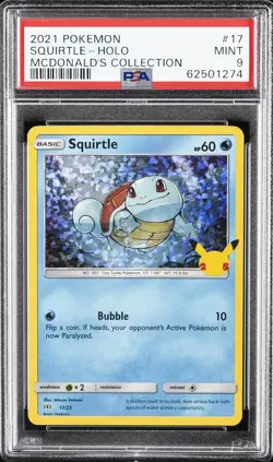 2021 POKEMON MCDONALD'S COLL #17 SQUIRTLE-HOLO PSA 9 - Image 1