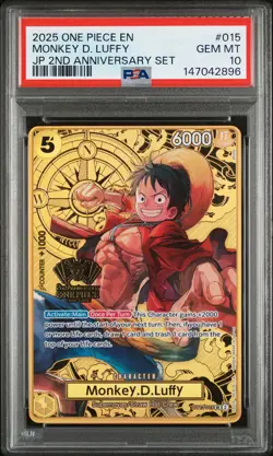 2025 ONE PIECE JPN 2ND ANV SET #015 MONKEY D. LUFFY PSA 10 - Image 1