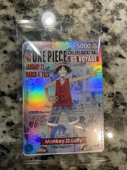 Bandai One Piece CCG Monkey.D.Luffy College Basketball US Voyage Promo Holo 2026 - Image 2