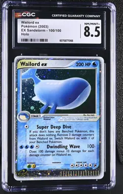 CGC 8.5 Wailord ex 2003 EX Sandstorm 100/100 Holo SWIRL Pokemon Card - Image 1