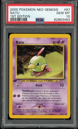 PSA 10 Natu 1st Edition Neo Genesis 67/111 Pokemon Card - Image 1