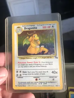Fossil Dragonite Pokemon card Holo 4/62 1999 Unlimited - Image 1