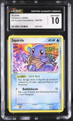 CGC 10 GEM MINT Squirtle 2006 EX Crystal Guardians 64/100 Pokemon Card - Image 1