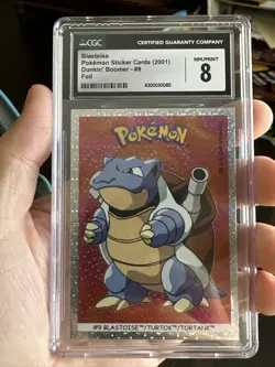 2001 Pokemon Dunkin' Boomer Sticker Cards Blastoise Foil #9 RARE HOLO CGC 8 NM M - Image 1