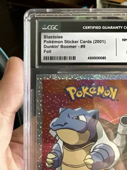2001 Pokemon Dunkin' Boomer Sticker Cards Blastoise Foil #9 RARE HOLO CGC 8 NM M - Image 2
