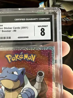 2001 Pokemon Dunkin' Boomer Sticker Cards Blastoise Foil #9 RARE HOLO CGC 8 NM M - Image 3