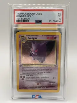 1999 Pokemon Fossil Gengar Holo 1st Edition PSA 5 - Image 1