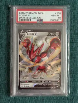 2020 Pokemon SWSH Darkness Ablaze # 118 Scizor V PSA 10 Card GEM MINT! - Image 1