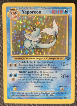 Vaporeon 12 Holo Rare Jungle JU Water Holo 12/64 1999 LP Pokemon Card - Image 1