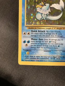 Vaporeon 12 Holo Rare Jungle JU Water Holo 12/64 1999 LP Pokemon Card - Image 5