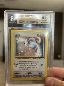 Pokemon TCG Neo Genesis Lugia Unlimited Holo Rare Card 9/111 2000 BECKET 9.5 - Image 1