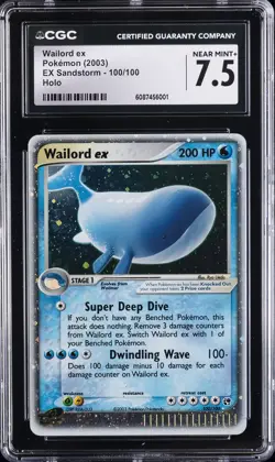 2003 POKEMON EX SANDSTORM WAILORD EX ULTRA RARE HOLO #100 CGC 7.5 - Image 1