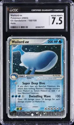 2003 POKEMON EX SANDSTORM - HOLO #100/100 WAILORD EX CGC 7.5 - Image 1