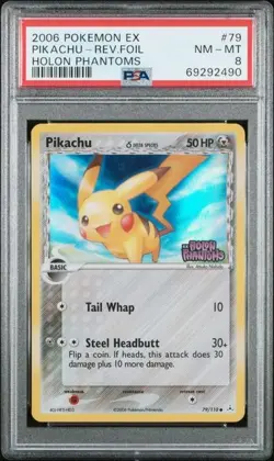 2006 POKEMON EX HOLON PHANTOMS #79 PIKACHU-REV.FOIL HOLON PHANTOMS PSA 8 - Image 1