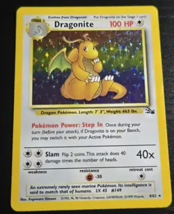 Pokemon TCG Dragonite Holo Fossil 4/62 1999 WOTC Vintage Rare - Image 3
