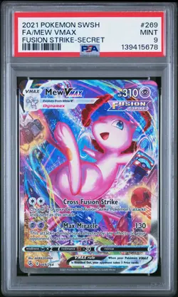 2021 Pokemon Sword & Shield Fusion Strike Mew VMAX #269 PSA 9 - Image 1