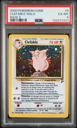 2000 POKEMON BASE SET 2 #5 CLEFABLE-HOLO PSA 6 - Image 1