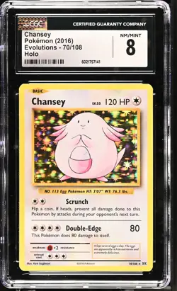 Pokemon TCG GRADED 2016 Chansey 70/108 Evolutions NM/M 8 CGC ENG - Image 1