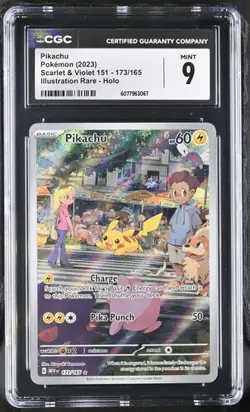 Pokemon TCG GRADED 2023 Pikachu 173/165 Scarlet & Violet 151 IR M+ 9 CGC ENG - Image 1