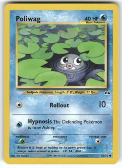 Poliwag Neo Discovery Common Pokemon Near Mint or Better - Image 1