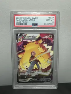 2022 Pokemon Pikachu VMAX TG17 Lost Origin Ultra Rare Holo PSA 10 - Image 1