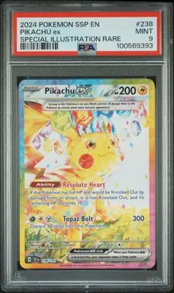 2024 POKEMON SSP EN-SURGING SPARKS SPECIAL ILLUSTRATION RARE PIKACHU EX PSA 9 - Image 1