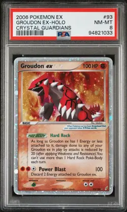 2006 Pokemon Crystal Guardians Groudon ex Holo #93/100 PSA 8 – Ultra Rare - Image 1