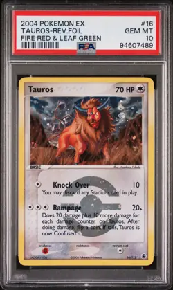 Pokemon Card Tauros Reverse Holo 16 PSA 10 Fire Red & Leaf Green - Image 1