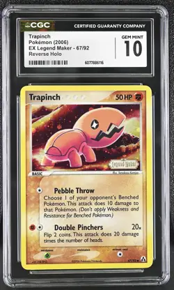 CGC 10 GEM MINT Trapinch EX Legend Maker 67/92 Reverse Holo Stamped Pokemon Card - Image 1