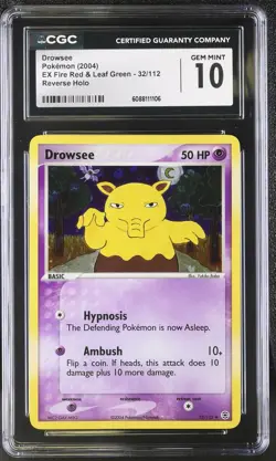 CGC 10 Drowzee EX Fire Red & Leaf Green 32/112 Reverse Holo Pokemon Card - Image 1