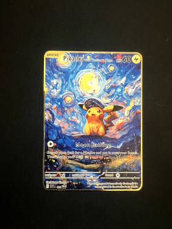 Pikachu Starry Night Pokemon Metal Gold Card Art/Display/Collectible - Image 1
