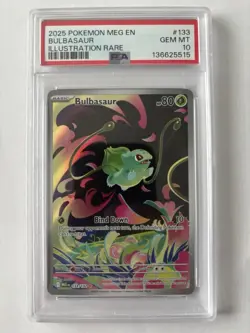 2025 Pokemon Bulbasaur Illustration Rare #133 PSA 10 GEM MT MEG EN Full Art - Image 1