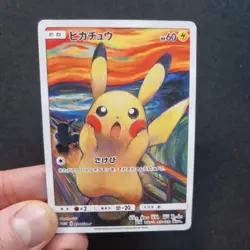 Pokemon Pikachu Munch Scream Art Card Holographic Full Art Promo Display Piece - Image 1