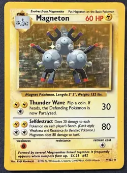 Pokemon TCG Magneton 9/102 Base Set Unlimited Holo Rare Vintage - Image 1