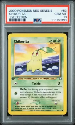 2000 POKEMON NEO GENESIS 1ST ED #53 CHIKORITA PSA 10 - Image 1