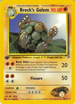 Brock's Golem - 1st Edition - 20/132 Gym Heroes - Pokemon TCG - 2000 - Image 1
