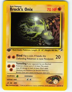 Brock's Onix - 1st Edition - 21/132 Gym Heroes - Pokemon TCG - 2000 - Image 1