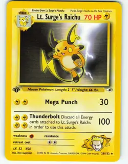 Lt. Surge's Raichu - 1st Edition - 28/132 Gym Heroes - Pokemon TCG - 2000 - Image 1