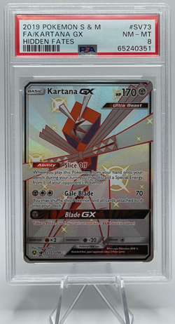 2019 POKEMON SUN & MOON HIDDEN FATES #SV73 FA/KARTANA GX PSA 8 NM-MT - Image 1