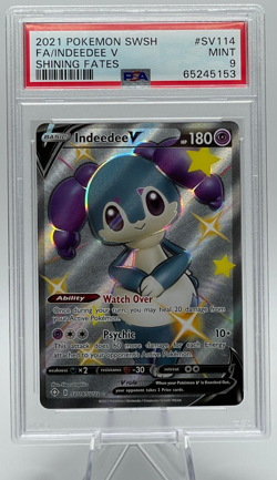 2021 POKEMON SWORD & SHIELD SHINING FATES #SV114 FA/INDEEDEE V PSA 9 MINT - Image 1