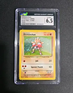 Pokemon Base Set 1999 Hitmonchan 7/102 Holo Rare Pokemon Graded Slab - CGC 6.5 - Image 1