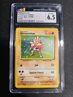 Pokemon Base Set 1999 Hitmonchan 7/102 Holo Rare Pokemon Graded Slab - CGC 6.5 - Image 2