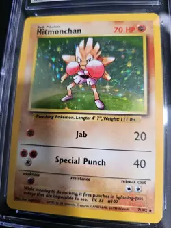 Pokemon Base Set 1999 Hitmonchan 7/102 Holo Rare Pokemon Graded Slab - CGC 6.5 - Image 3