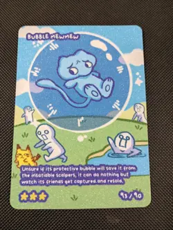 Pokedoodles Bubble Mewmew 93/90 - Secret Rare - Pokemon Bubble Mew Fan Art - Image 1