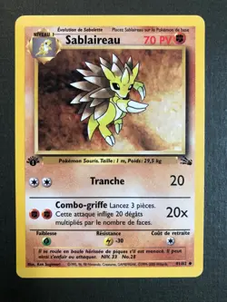 Pokemon [FRENCH] Sandslash/Sablaireau 41/62 1st Edition Fossil Set 2000 NM - Image 1