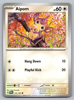 Pokemon TCG SV06: Twilight Masquerade Aipom 137/167 - Image 1